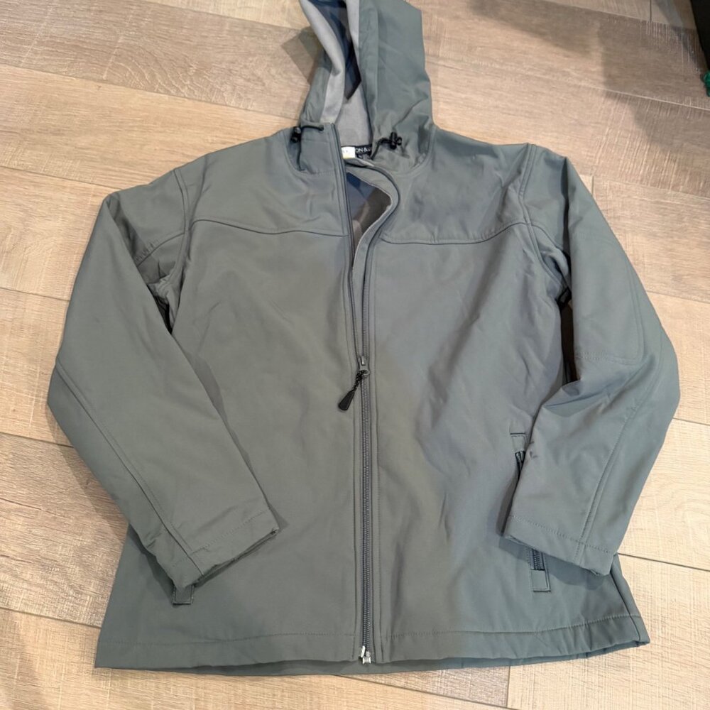 DEVON & JONES WOMENS GRAY HOODED FLEECE LINED JACKET NWOT MEDIUM